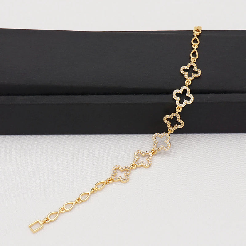 Crystal Flower Charms Bracelets Bangles Women Jewelry