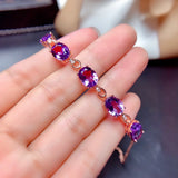 Amethyst Rose Treasure Purple Crystal Stone Bracelet Women Jewelry