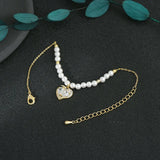 Heart Shaped Pendant Bracelet Pearl Crystal Women Charm Girl Dress Jewelry