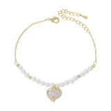 Heart Shaped Pendant Bracelet Pearl Crystal Women Charm Girl Dress Jewelry