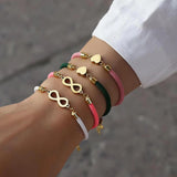 Infinite Symbol Heart Bracelet Women Adjustable Colorful Rope Bracelet