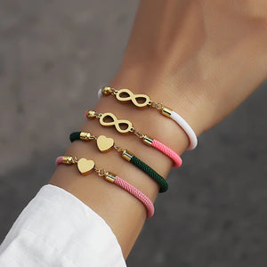 Infinite Symbol Heart Bracelet Women Adjustable Colorful Rope Bracelet