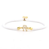 Letter Charm Bracelet Women Zirconia A-Z Adjustable Rope Jewelry Gift