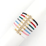 Letter Charm Bracelet Women Zirconia A-Z Adjustable Rope Jewelry Gift