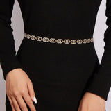 Wind Rhinestones Metal Waist Chain Dress Belt High Sparkle