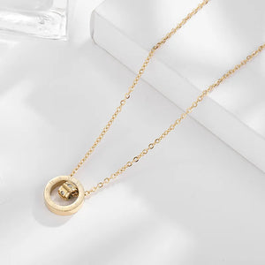 18K Rose Flash Diamond Zircon Pendant Necklace