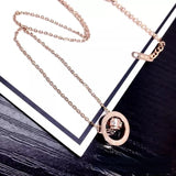 18K Rose Flash Diamond Zircon Pendant Necklace