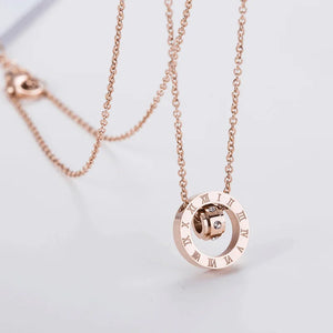 18K Rose Flash Diamond Zircon Pendant Necklace