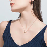 18K Rose Flash Diamond Zircon Pendant Necklace