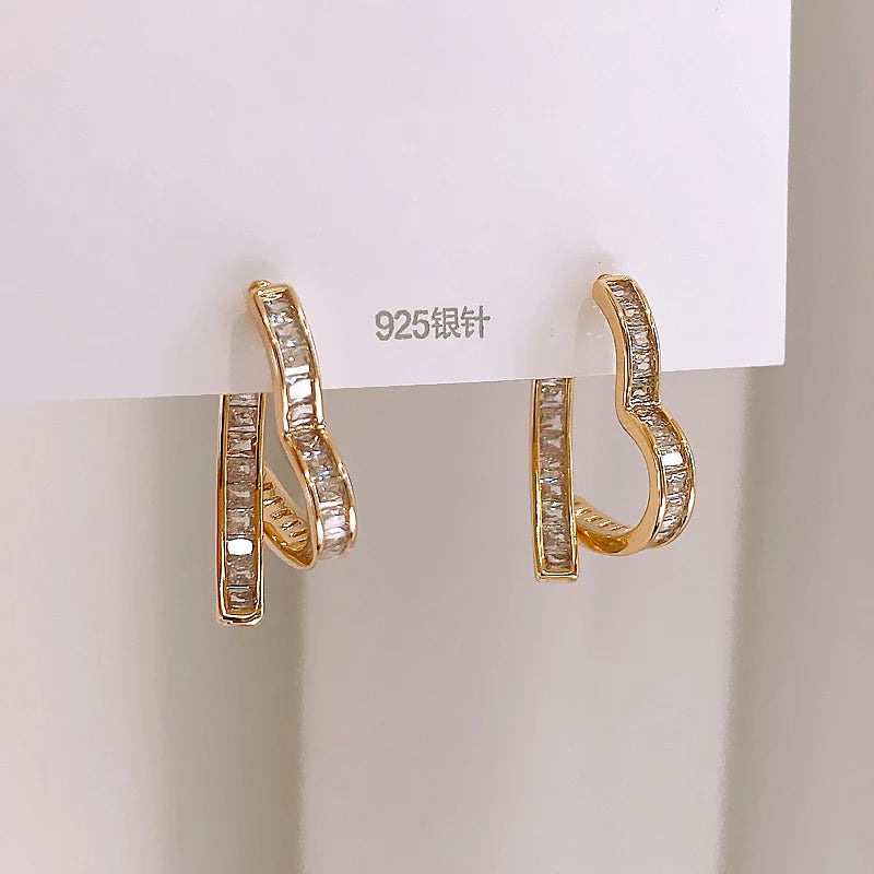 Love Zircon Earrings 14K Plated Women's Party Accessories