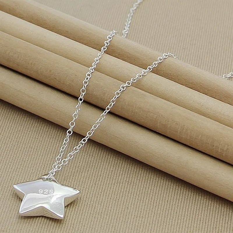 Silver Star Pendant Necklace for Women