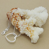 925 Silver Hollow Heart Pendant Necklace Charm Jewelry