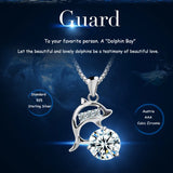 925 Silver CZ Dolphin Pendant Necklace Zircon Charm Women Birthday Gift