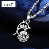 925 Silver CZ Dolphin Pendant Necklace Zircon Charm Women Birthday Gift