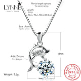 925 Silver CZ Dolphin Pendant Necklace Zircon Charm Women Birthday Gift