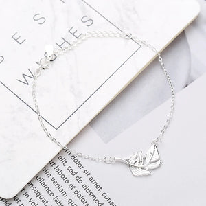 925 Sterling Silver Feather Bracelet Sweet and Personal