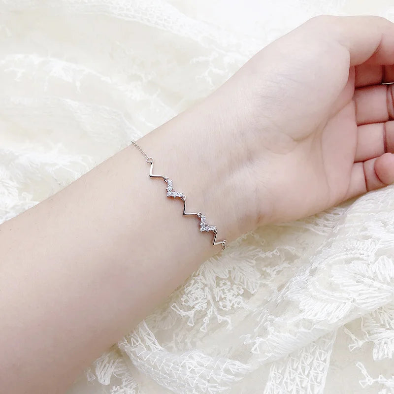 925 Sterling Silver Geometric V Bracelet Sweet Style