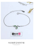 925 Silver Bracelets Green Leaves Sweet Bracelets