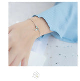 925 Silver Bracelets Green Leaves Sweet Bracelets