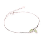 925 Silver Bracelets Green Leaves Sweet Bracelets