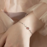 925 Silver Strawberry Crystal Branch Bracelet Sweet Style