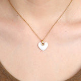 Heart Ceramic Crystal Pendant Necklace for Women