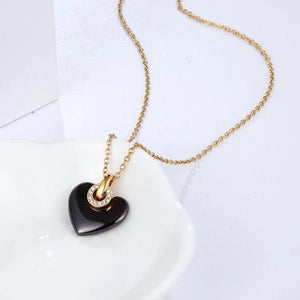 Heart Ceramic Crystal Pendant Necklace for Women