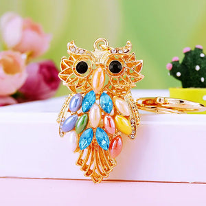 Owl Rhinestone Keychain Holder Couple Gift Pendant Car Keyrings Key Chains