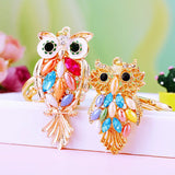Owl Rhinestone Keychain Holder Couple Gift Pendant Car Keyrings Key Chains