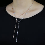 CZ Lariat Y Shape Women Layered Necklace