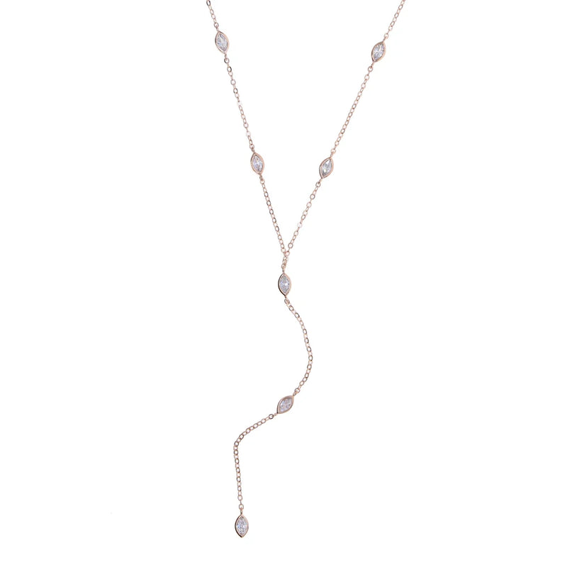 CZ Lariat Y Shape Women Layered Necklace