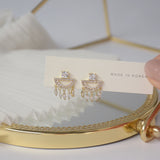 Zircon Pearl Geometric Tassel Earrings for Woman