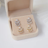 Zircon Pearl Geometric Tassel Earrings for Woman