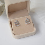 Zircon Pearl Geometric Tassel Earrings for Woman