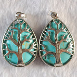 Chakra Tree Pendant Necklace Opal Amethyst Turquoise Rose Pink Lapis Stone
