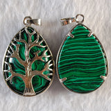 Chakra Tree Pendant Necklace Opal Amethyst Turquoise Rose Pink Lapis Stone