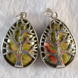 Chakra Tree Pendant Necklace Opal Amethyst Turquoise Rose Pink Lapis Stone