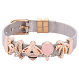 Stainless Steel Mesh Bracelet with Ladybug and Lollipop Charm