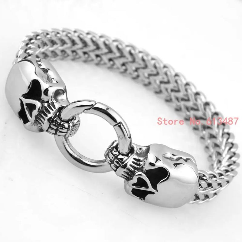 Skull Men Bracelet 316L Stainless Steel Bangle Boyfriend Gift Silver