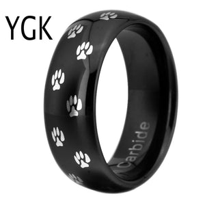 Tungsten Dog Paw Ring for Men Women 8mm Wedding Jewelry