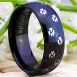 Tungsten Dog Paw Ring for Men Women 8mm Wedding Jewelry