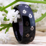 Tungsten Dog Paw Ring for Men Women 8mm Wedding Jewelry