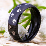 Tungsten Dog Paw Ring for Men Women 8mm Wedding Jewelry