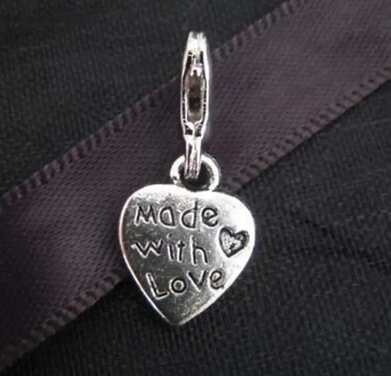 Vintage Love Heart Charm Pendant for Bracelet Necklace Gift