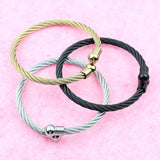 High Threaded Steel Wire Ball Bracelet 18k Plated Stainless Steel