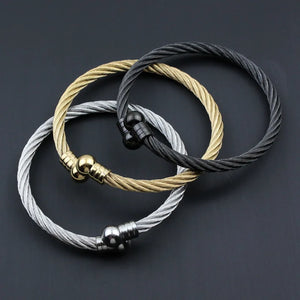 High Threaded Steel Wire Ball Bracelet 18k Plated Stainless Steel