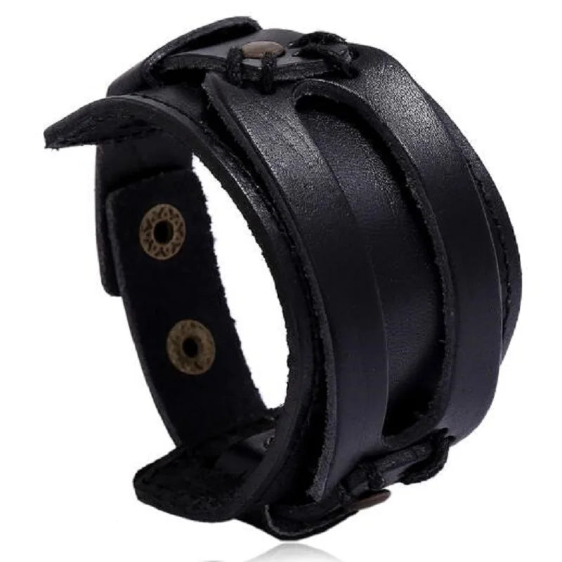 Johnny Depp Vintage Leather Bracelet Retro Punk Cowhide Men High Quality