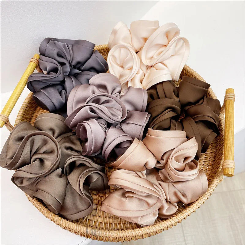 13cm Large Silk Elastic Hair Bands Solid Hair Scrunchies For Women Headwear