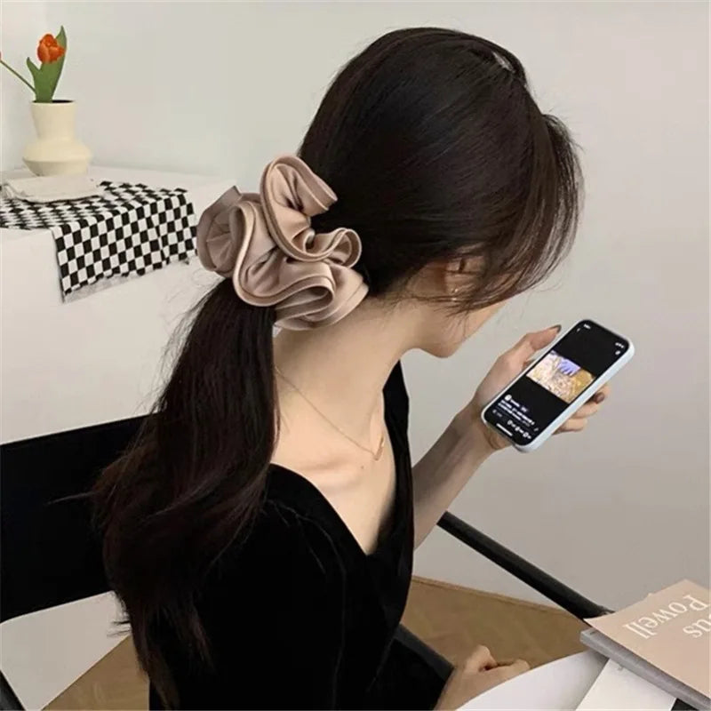 13cm Large Silk Elastic Hair Bands Solid Hair Scrunchies For Women Headwear