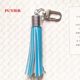Leather Tassel Key Chain Lobster Clasp Purse Charm 18 Colors